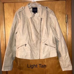 Maurices Tan Faux Leather Jacket - Plus Sz: 3